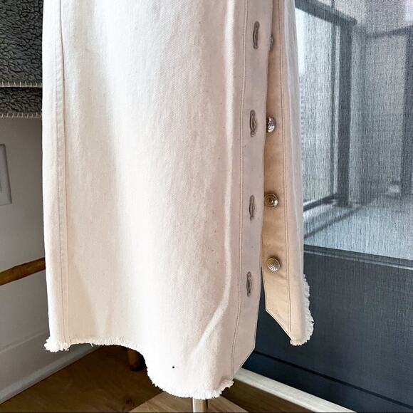 Thakoon Ecru Denim Side Button Closure Midi Skirt Women’s Size 0 NWT - Picture 6 of 14